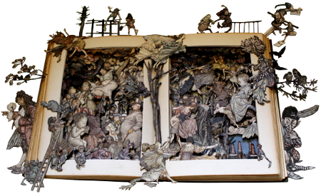 book sculptures by Kerry Miller: Peter Pan in Kensington Gardens